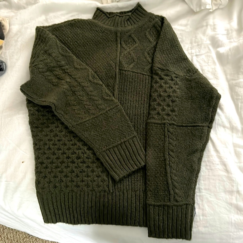 Green mock turtle neck sweater from American eagle